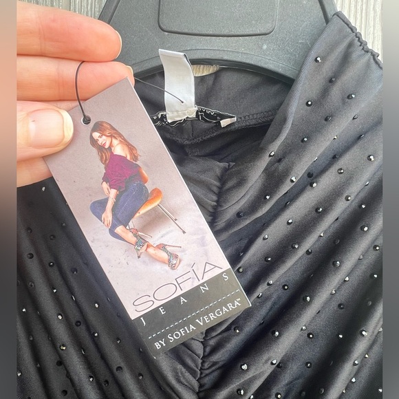 NWT Sofia Vergara Black Beaded Bodycon Midi Dress Size Medium 8/10 - Picture 7 of 12